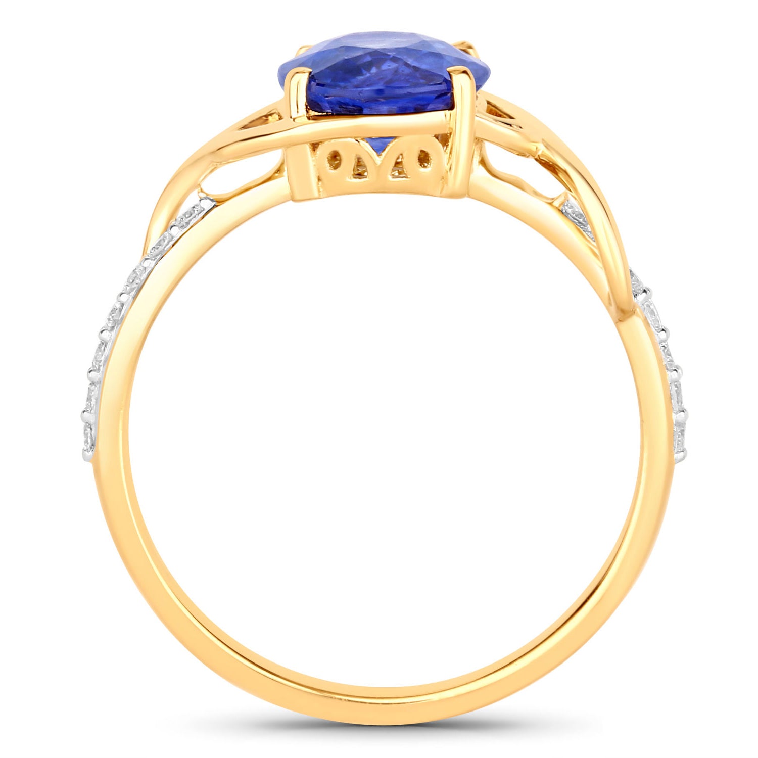 Blue Sapphire Ring With Diamonds 2.3 Carats 18K Yellow Gold
