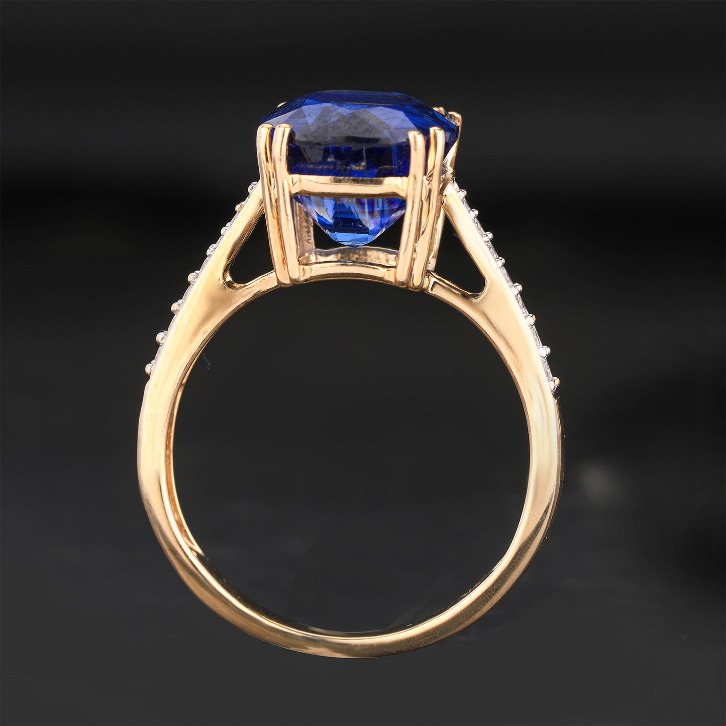 Kyanite Ring With Diamonds 4.92 Carats 9K Yellow Gold