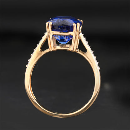 Kyanite Ring With Diamonds 4.92 Carats 9K Yellow Gold