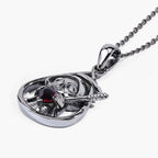 Garnet Reaper Skull Pendant 0.3 Carats Sterling Silver