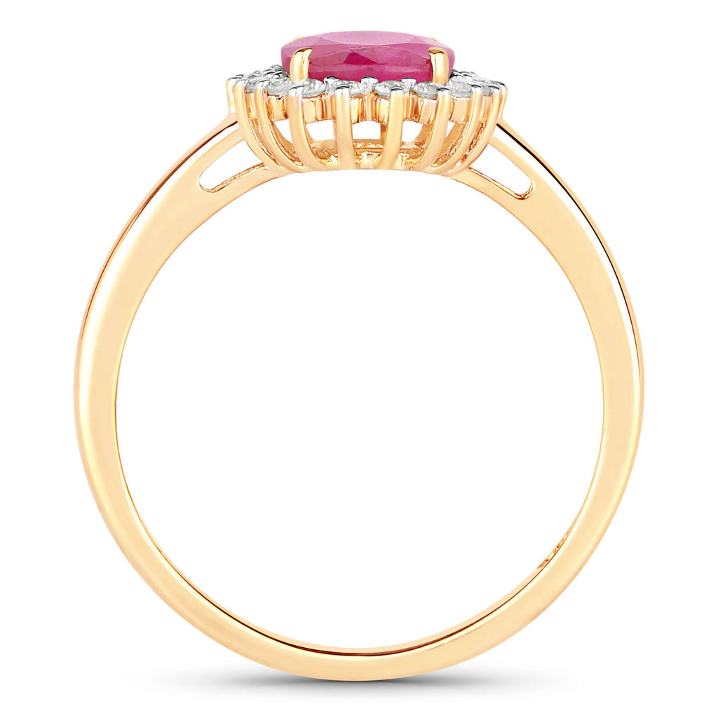 Ruby Ring With Diamonds 1.54 Carats 10K Yellow Gold