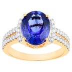 Tanzanite Ring Diamonds 4.18 Carats 14K Yellow Gold
