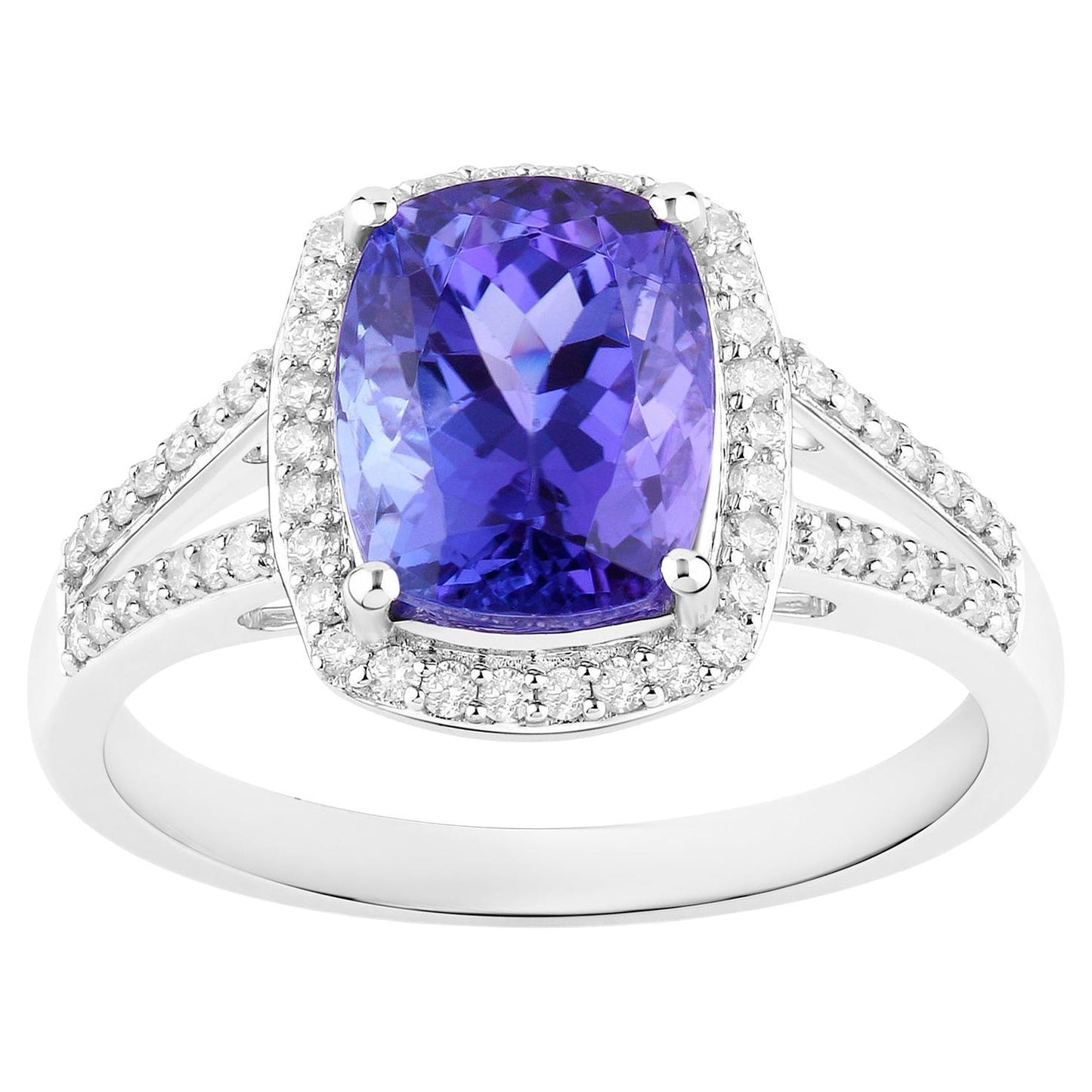 Tanzanite Ring Diamonds 3.35 Carats 14K White Gold