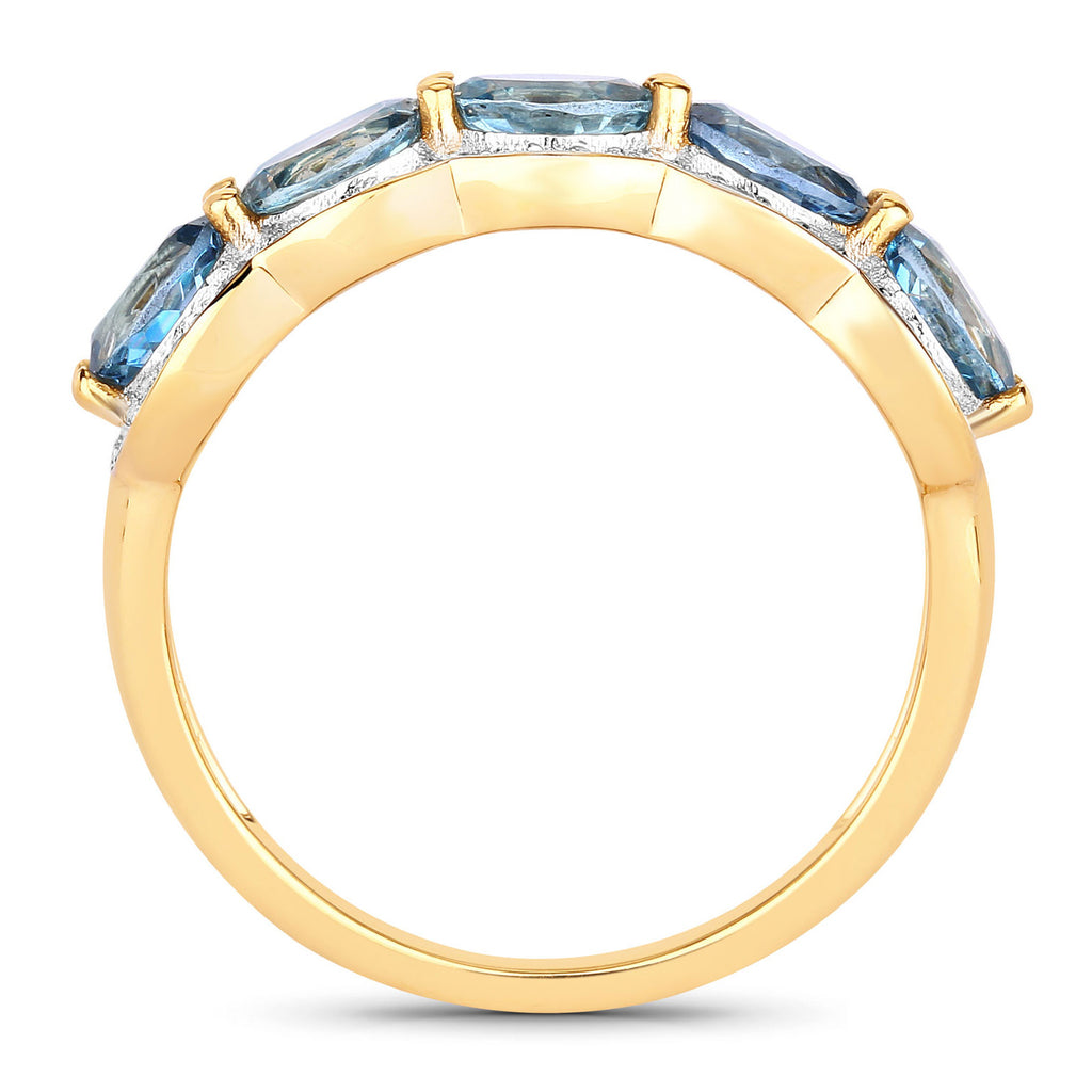 Aquamarine Ring With Diamonds 1.56 Carats 14K Yellow Gold