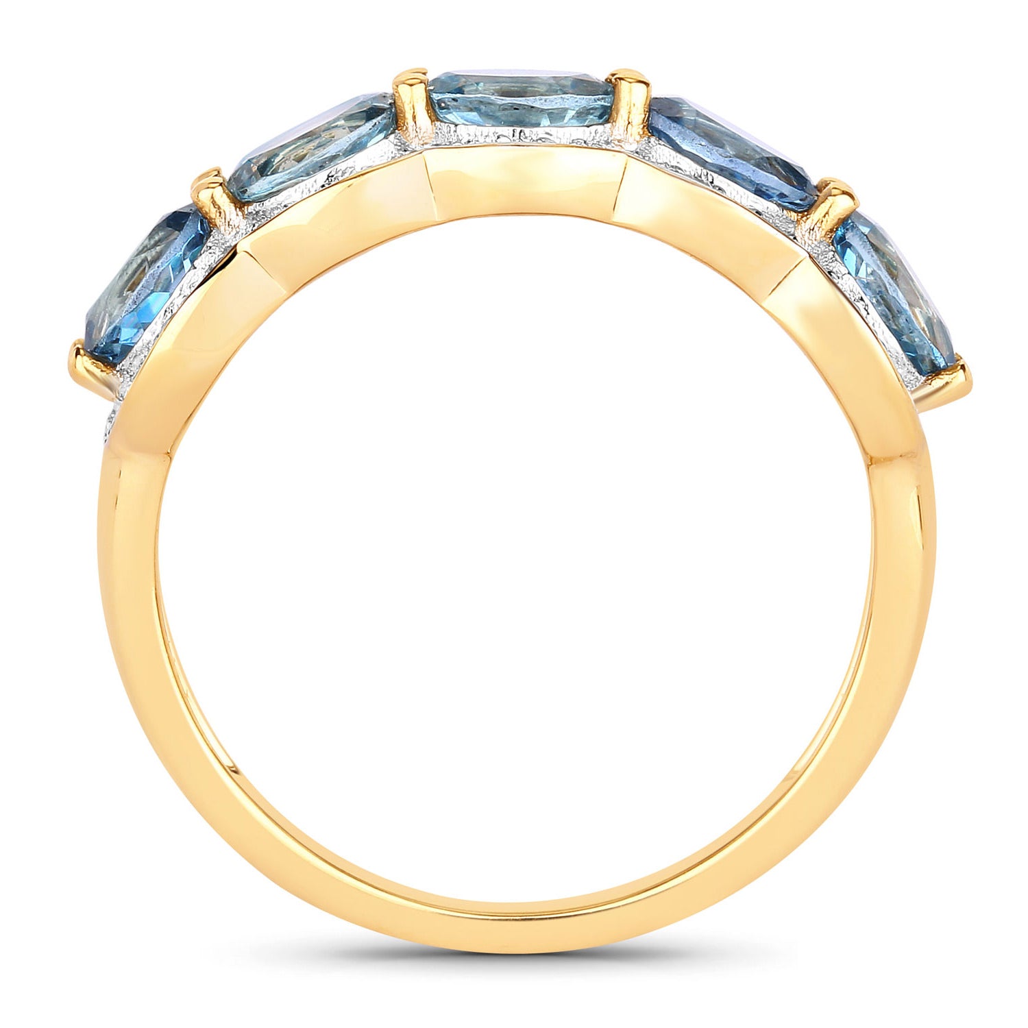 Aquamarine Ring With Diamonds 1.56 Carats 14K Yellow Gold