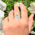 Blue Topaz Ring With White Topaz 1.51 Carats Sterling Silver
