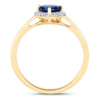 Blue Sapphire Ring With Diamonds 0.7 Carats 14K Yellow Gold