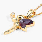 Garnet Fairy Pendant With White Topaz 0.8 Carats Gold Plated Silver
