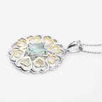 Green Amethyst Heart Pendant 2.08 Carats Gold Plated Silver