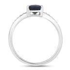 Blue Sapphire Ring With Diamonds 0.83 Carats 14K White Gold