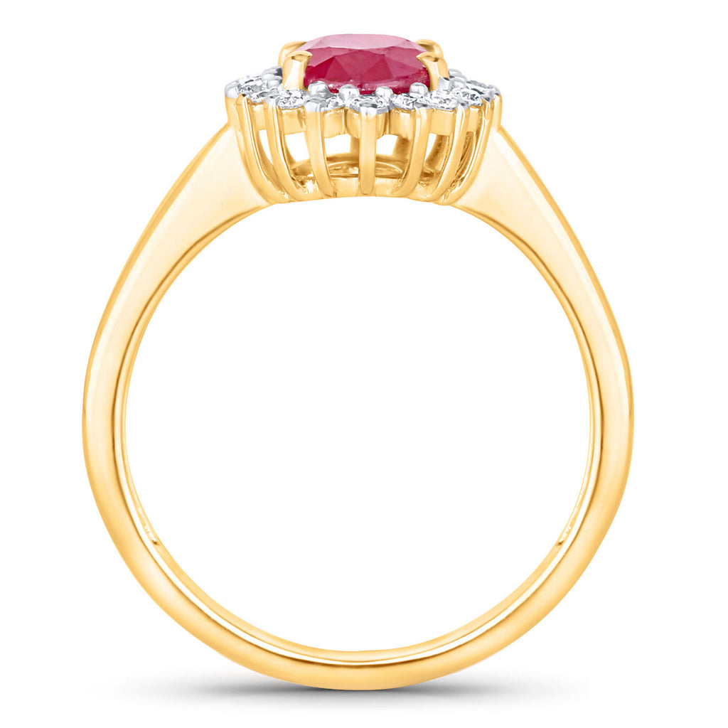 Ruby Ring With Diamonds 1.6 Carats 14K Yellow Gold