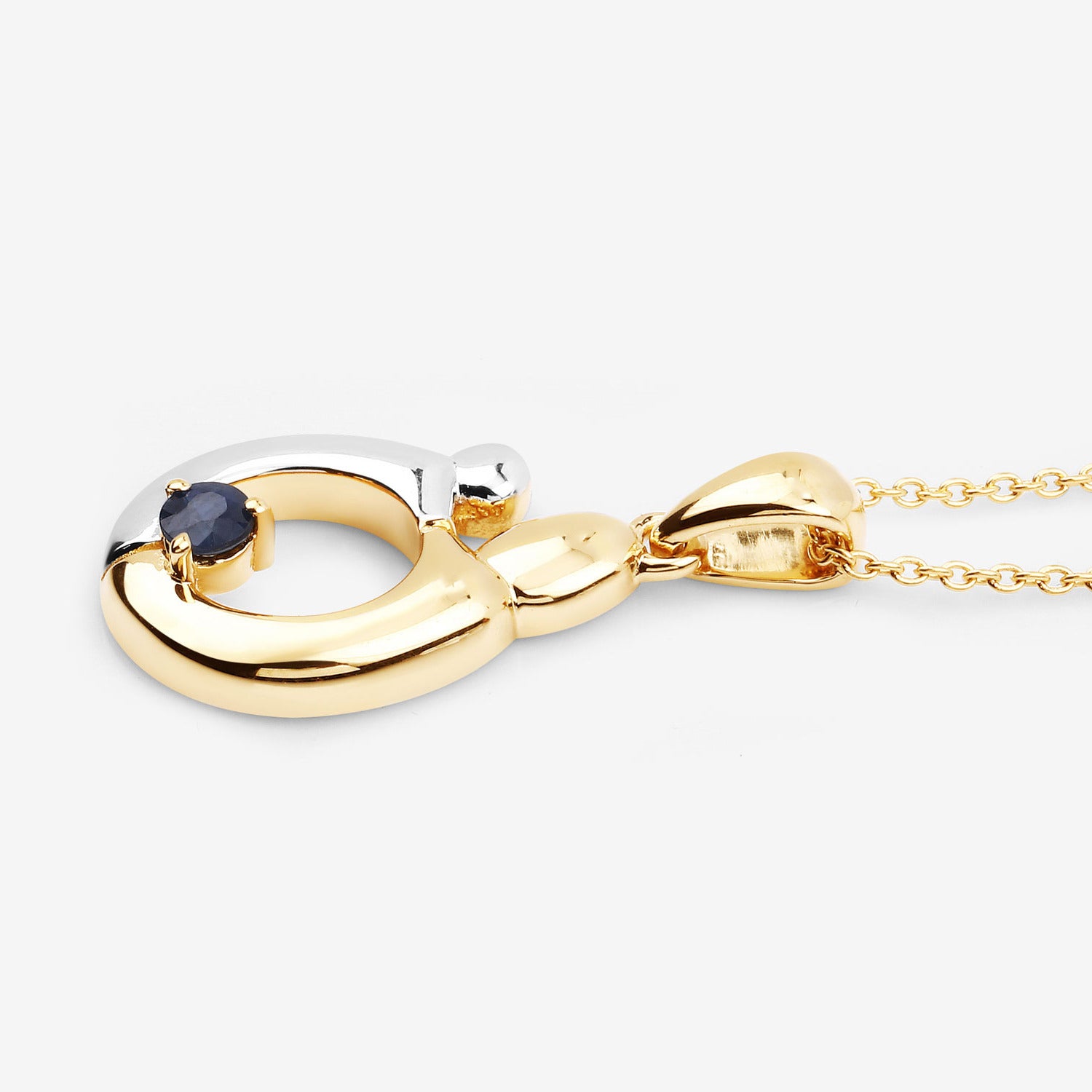 Blue Sapphire Pendant 0.18 Carats Gold Plated Silver