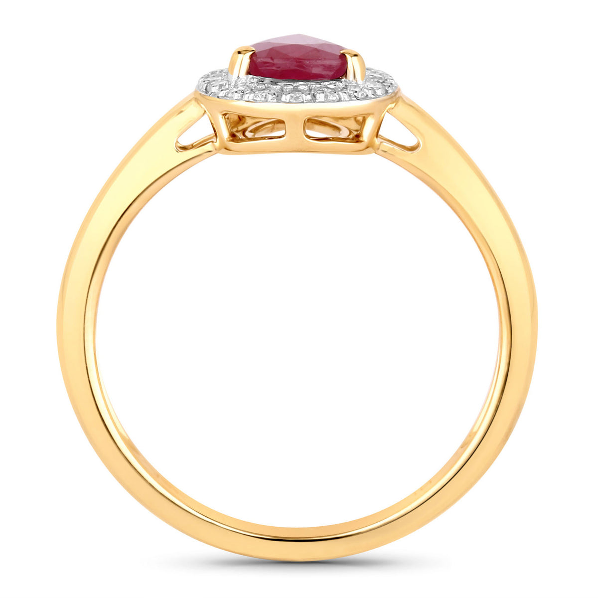 Ruby Ring With Diamonds 0.98 Carats 14K Yellow Gold