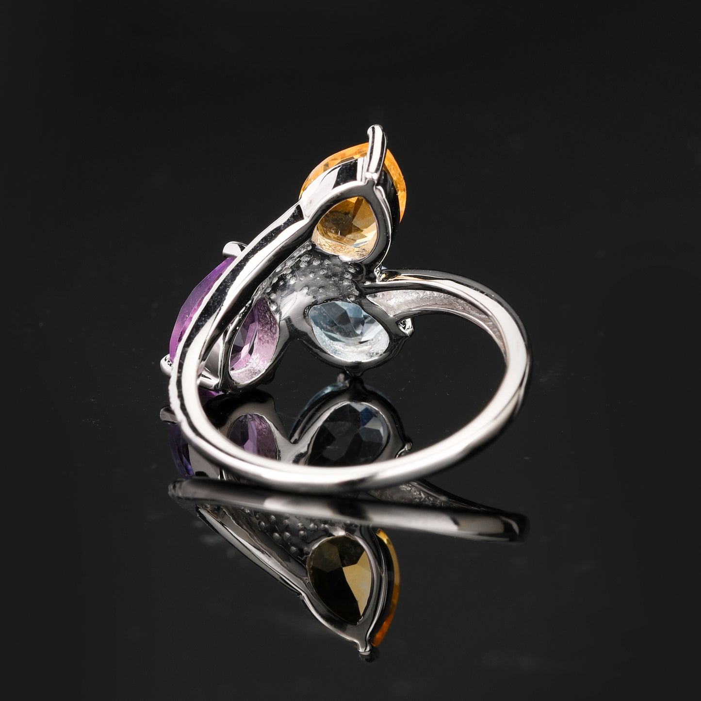 Amethyst Ring With Blue Topaz 2.95 Carats Sterling Silver