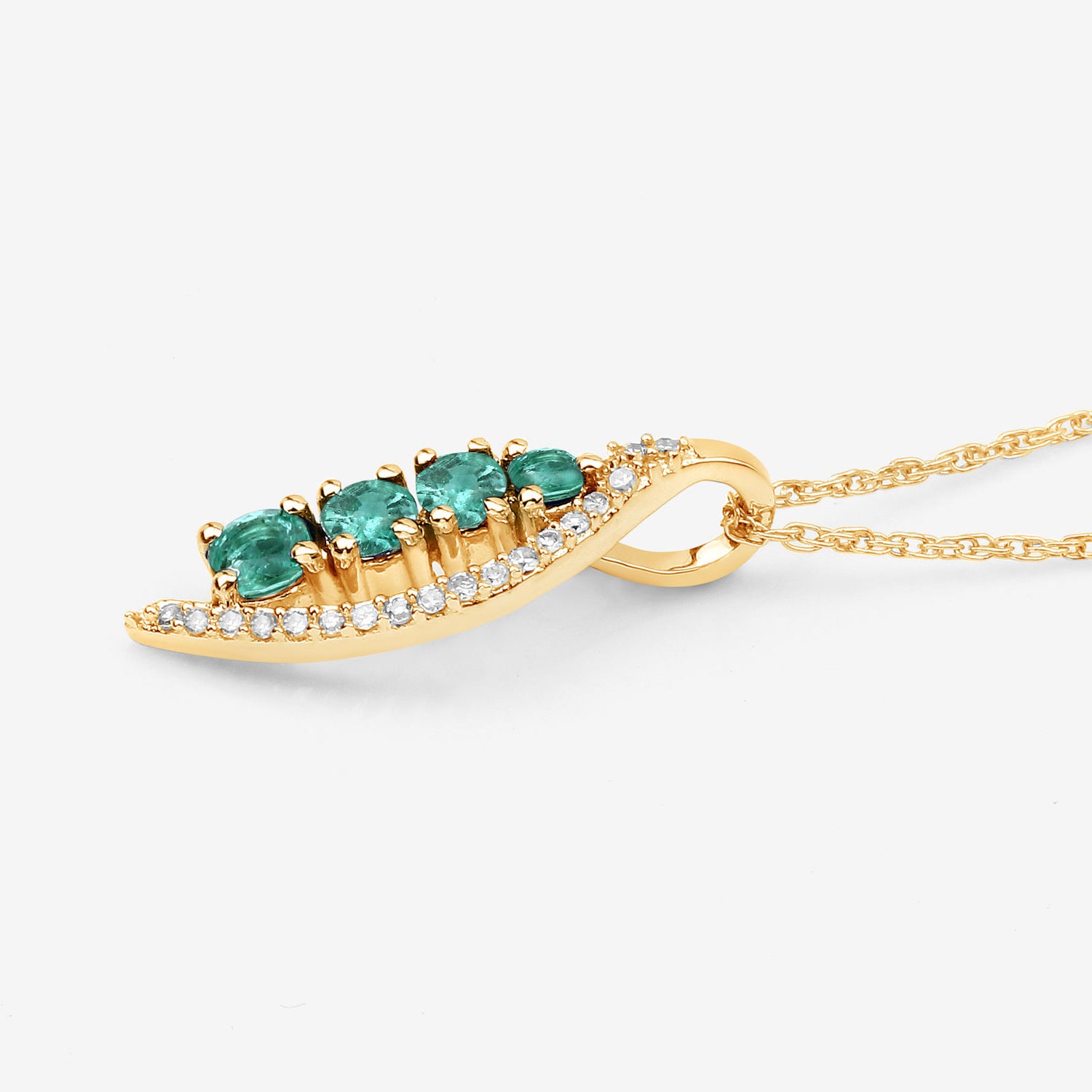 Zambian Emerald Pendant With Diamonds 0.26 Carats 14K Yellow Gold