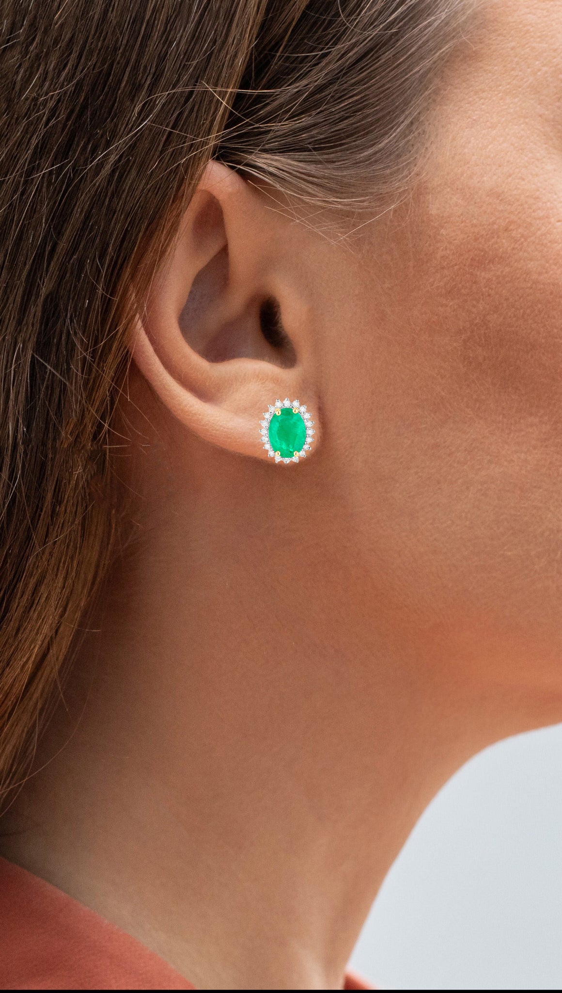 Zambian Emerald Earrings Diamonds Halo 2.65 Carats 10K Yellow Gold