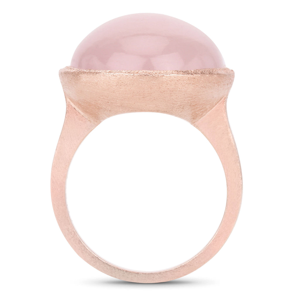 Rose Quartz Ring 15.5 Carats Gold Plated Silver