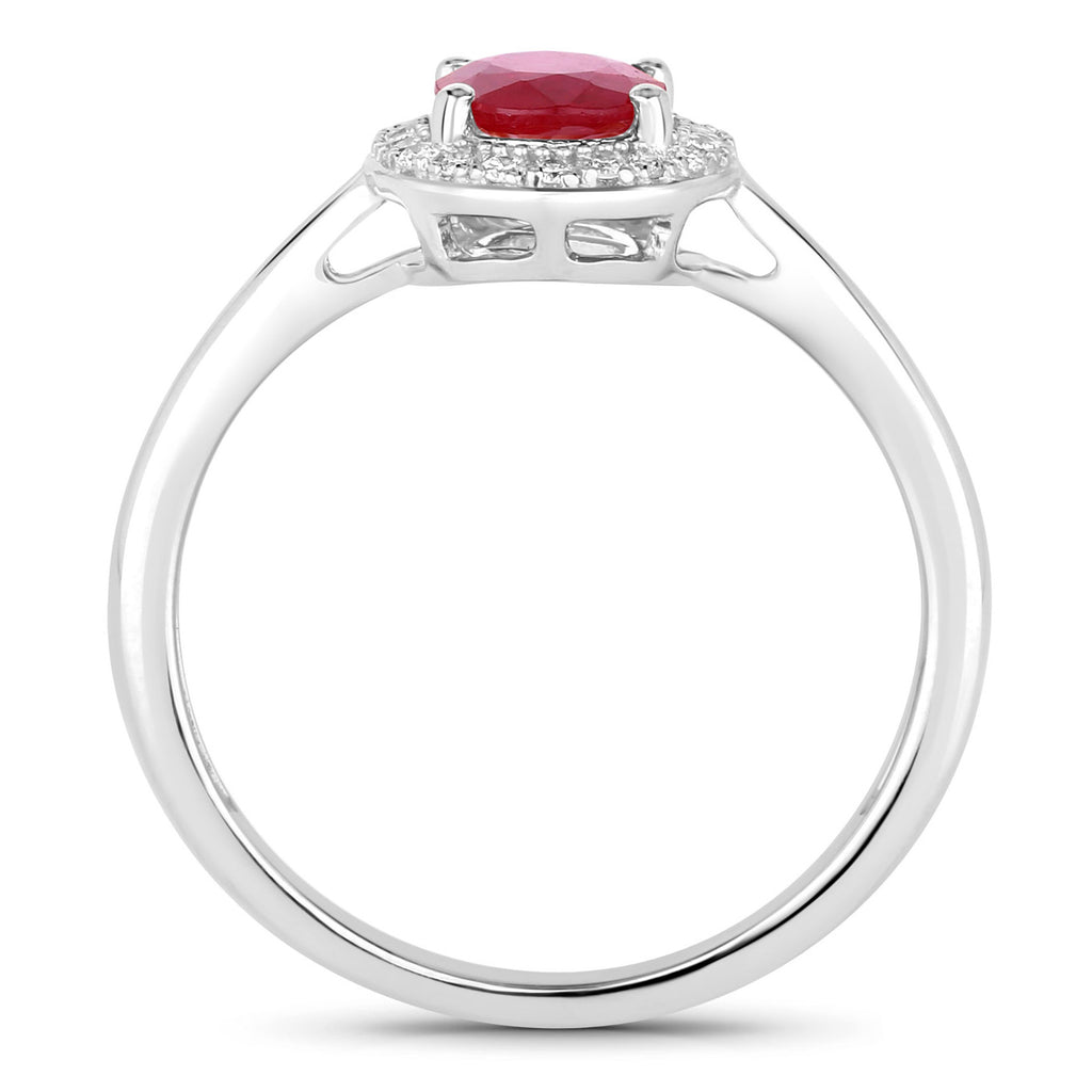 Ruby Ring With Diamonds 1.02 Carats 14K White Gold