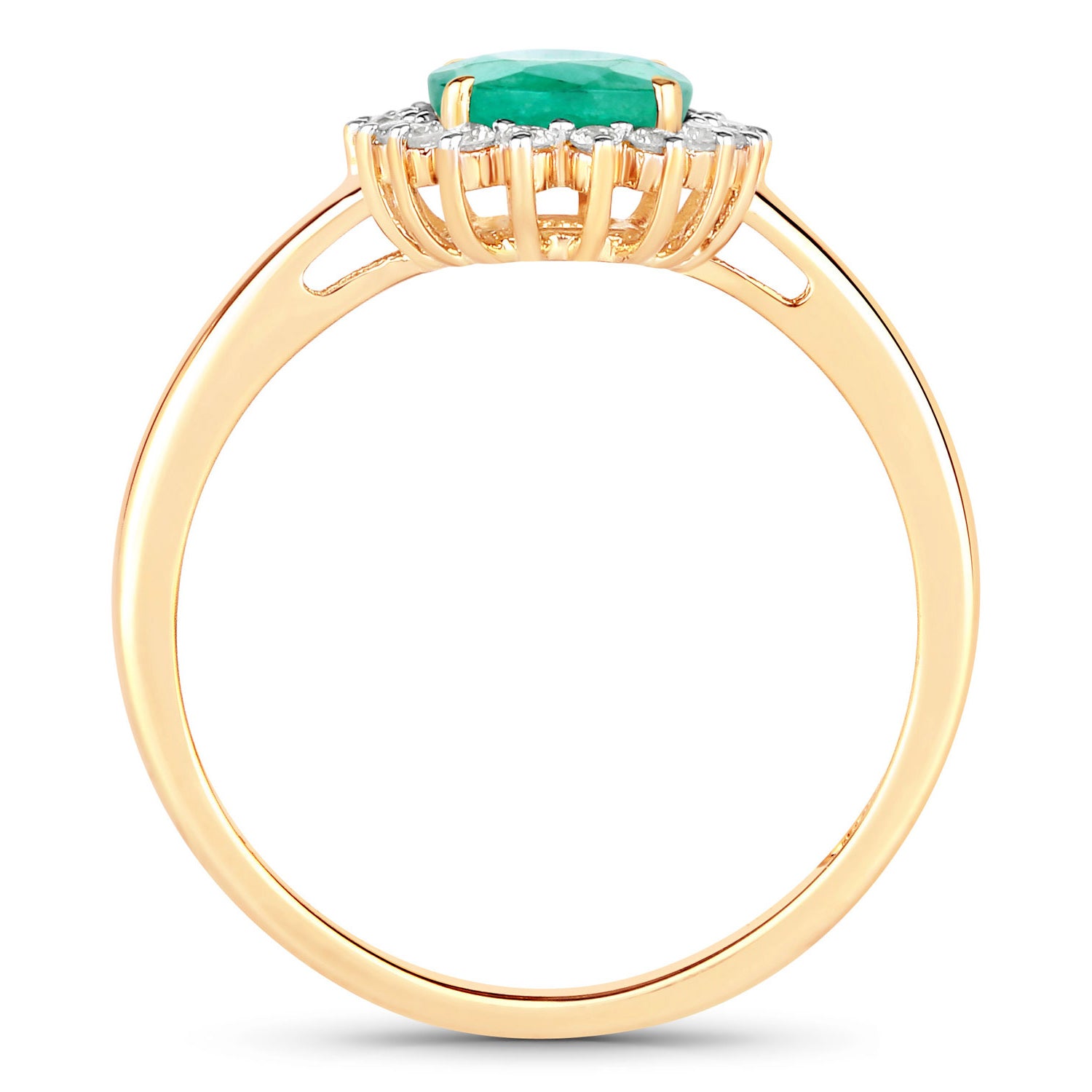 Zambian Emerald Ring With Diamonds 1.3 Carats 10K Yellow Gold