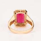 Natural Rubellite Ring With Diamonds 5.32 Carats 9K Yellow Gold