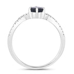 Blue Sapphire Ring With Diamonds 1.1 Carats 14K White Gold