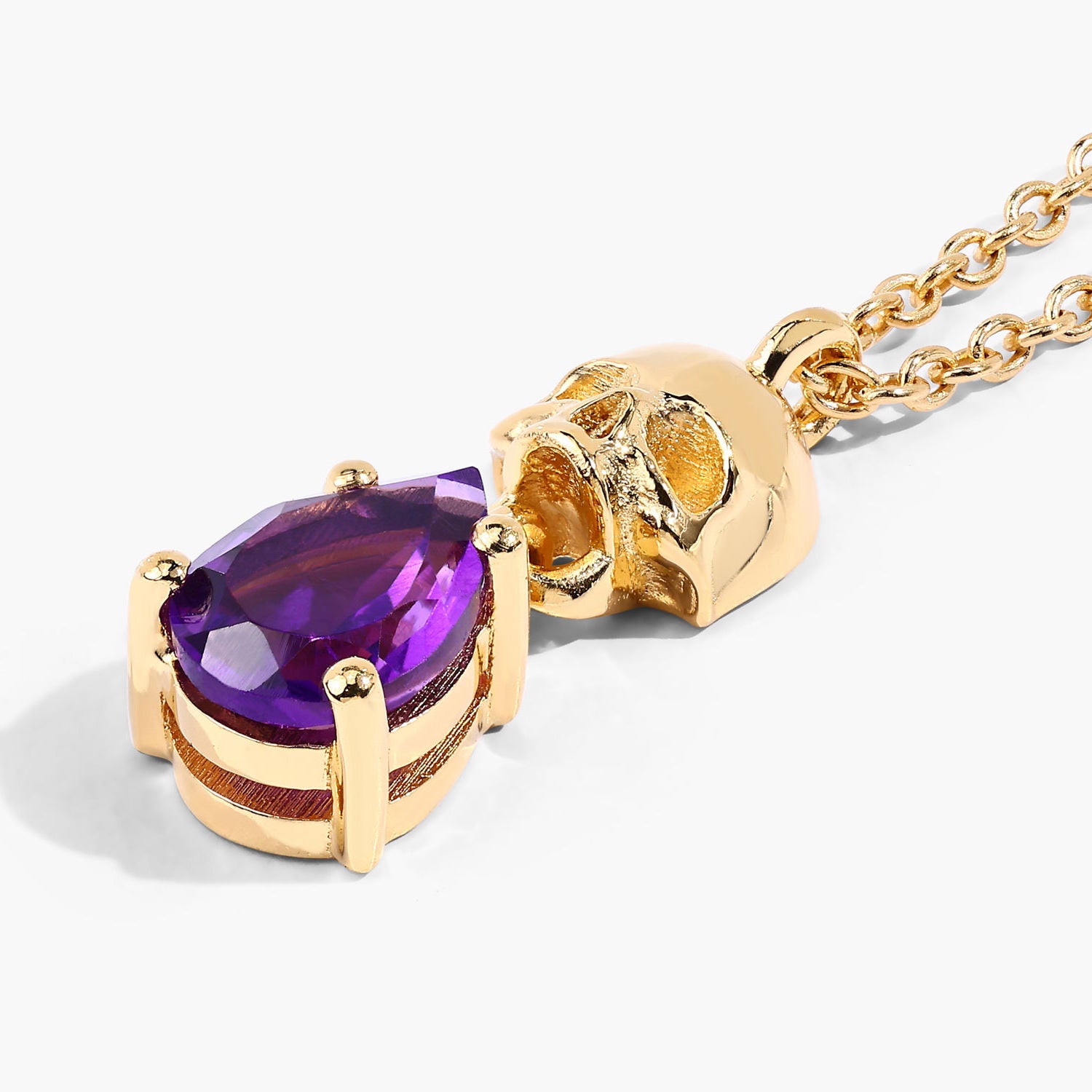 Amethyst Skull Pendant 0.66 Carats Gold Plated Silver