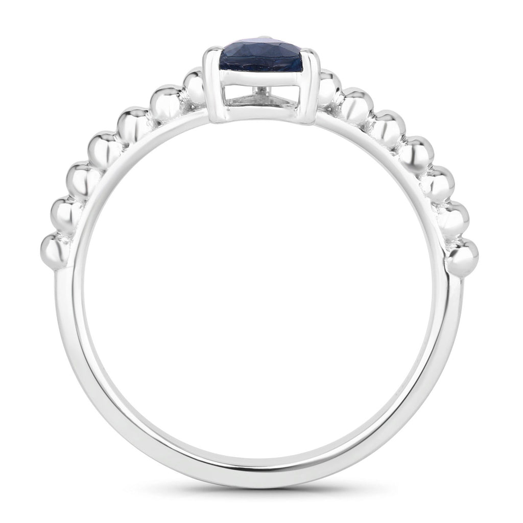 Blue Sapphire Ring 0.48 Carats 14K White Gold