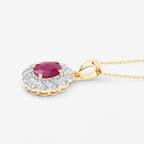 Ruby Pendant With Diamonds 0.92 Carats 10K Yellow Gold