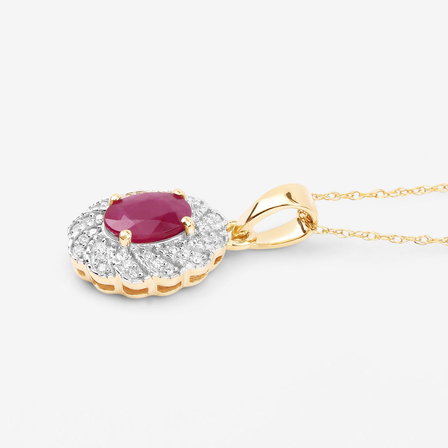 Ruby Pendant With Diamonds 0.92 Carats 10K Yellow Gold