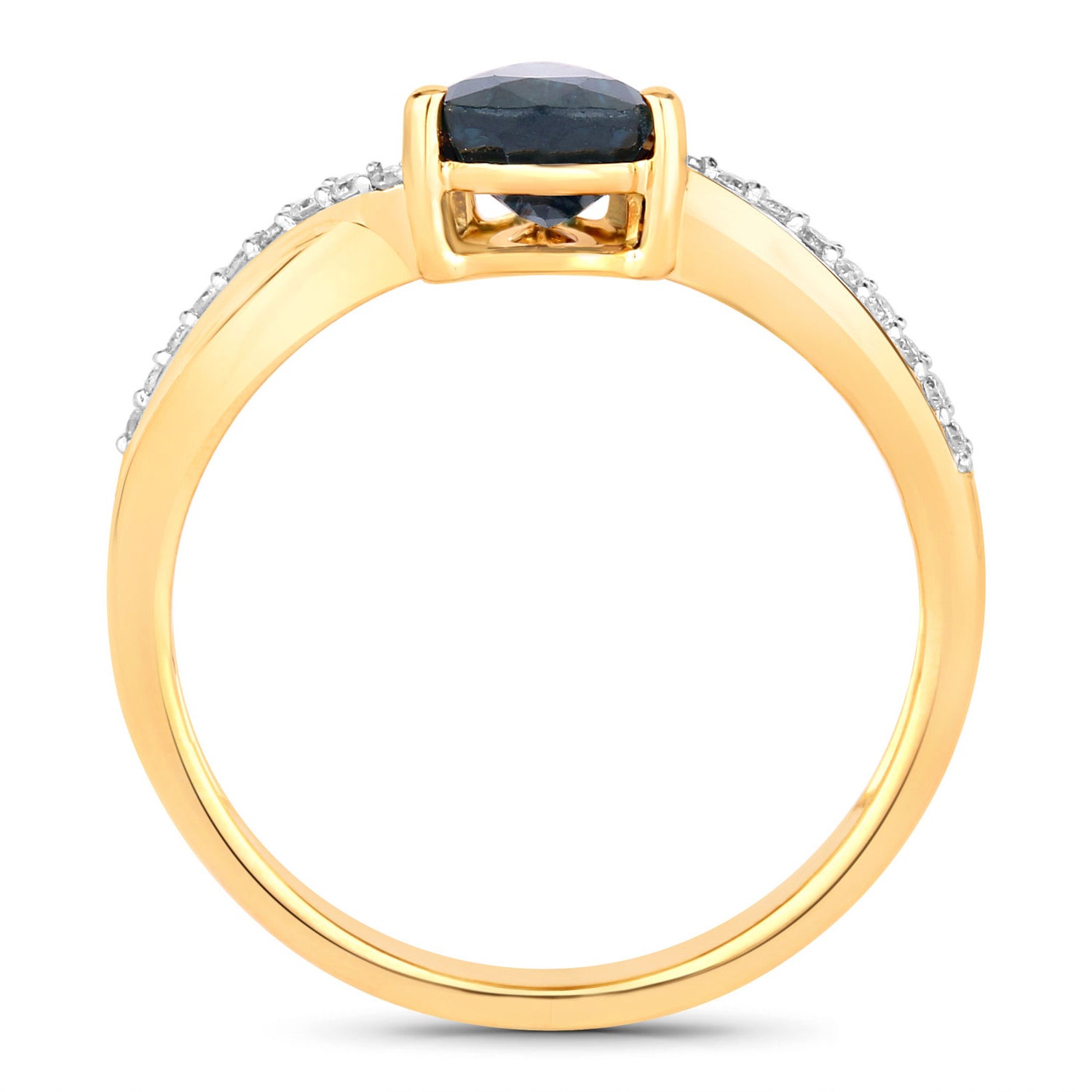 Blue Sapphire Ring With Diamonds 1.14 Carats 14K Yellow Gold