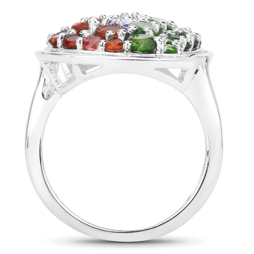 Tanzanite Ring With Chrome Diopside and Citrine 3.92 Carats Sterling Silver