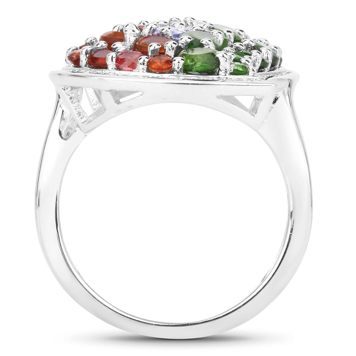 Tanzanite Ring With Chrome Diopside and Citrine 3.92 Carats Sterling Silver