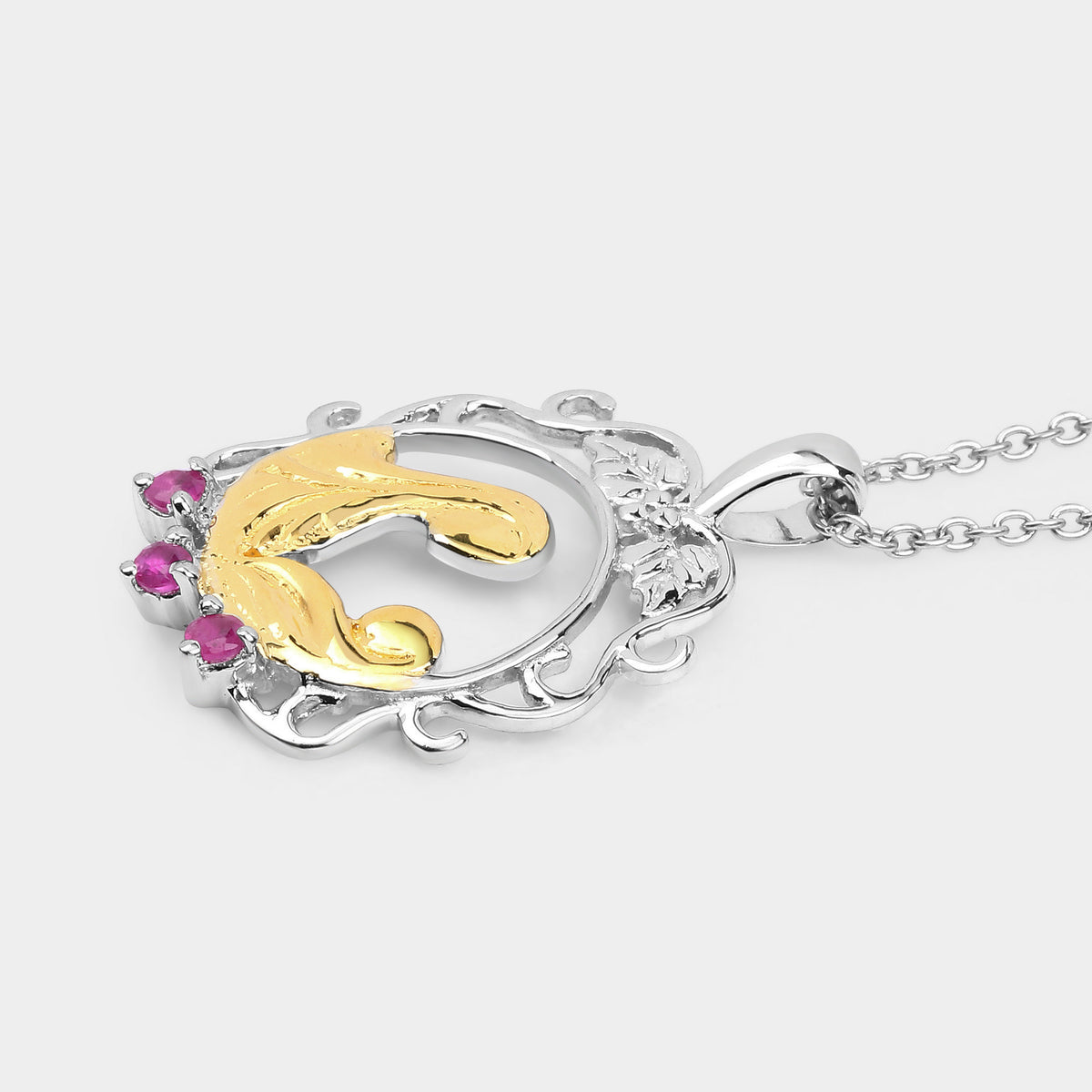 Ruby Mom Pendant 0.12 Carats Gold Plated Silver