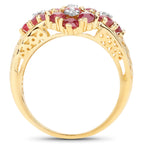Ruby Ring With White Topaz 2.1 Carats Gold Plated Silver