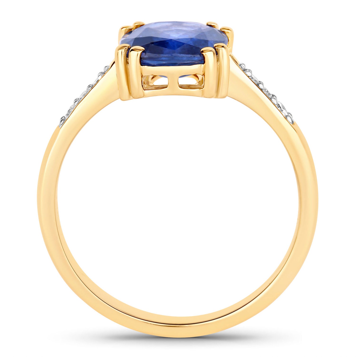 Blue Sapphire Ring With Diamonds 2.29 Carats 18K Yellow Gold