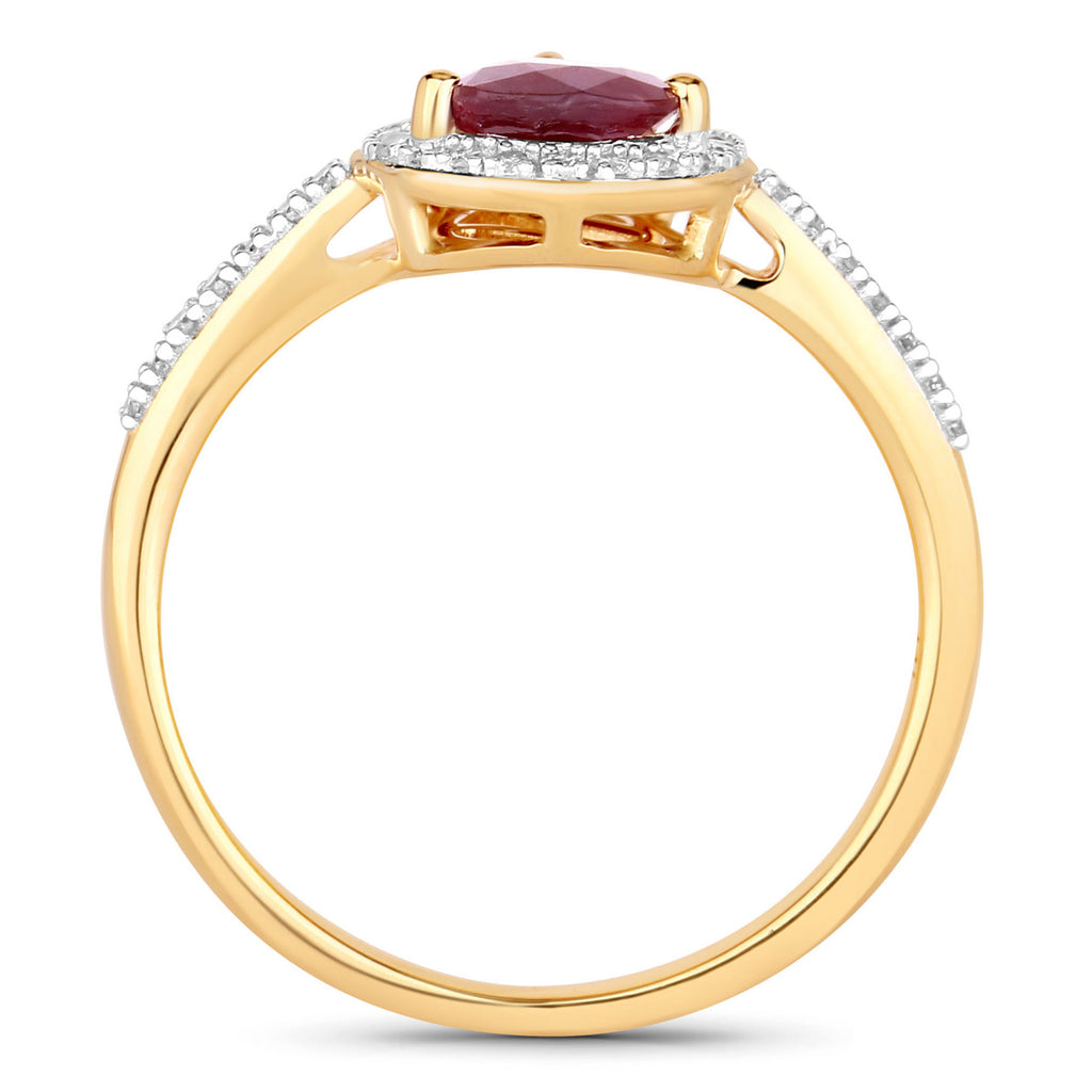 Ruby Ring With Diamonds 1.22 Carats 14K Yellow Gold