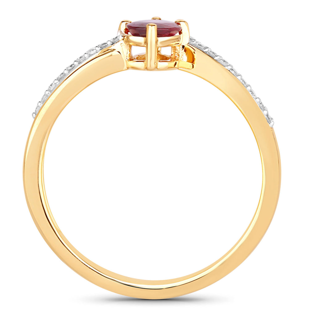 Ruby Ring With Diamonds 0.48 Carats 14K Yellow Gold