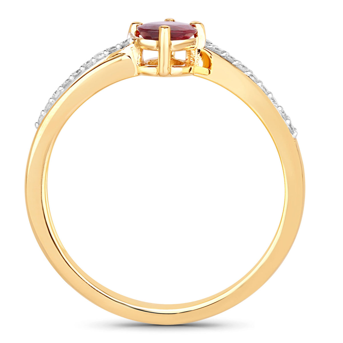 Ruby Ring With Diamonds 0.48 Carats 14K Yellow Gold