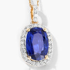 Blue Sapphire Pendant With Diamonds 2.26 Carats 18K Yellow Gold