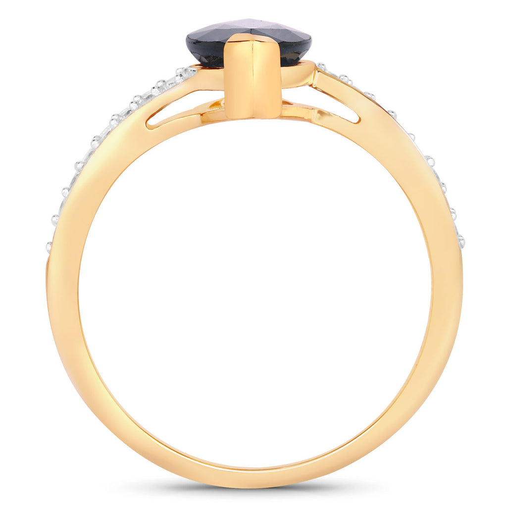 Blue Sapphire Ring With Diamonds 2.22 Carats 14K Yellow Gold
