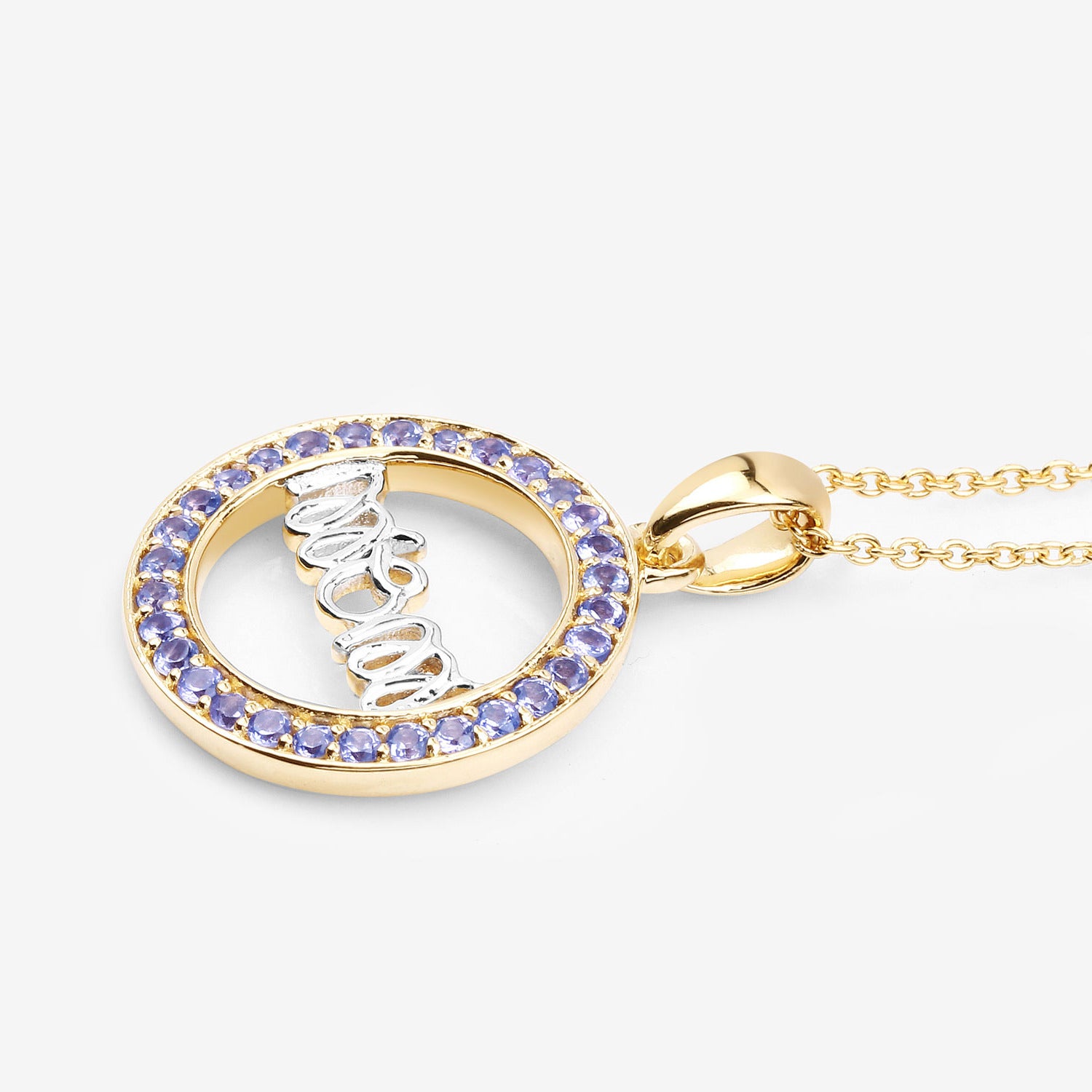 Tanzanite Mom Pendant 0.62 Carats Gold Plated Silver
