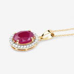 Ruby Pendant With Diamonds 2.48 Carats 10K Yellow Gold
