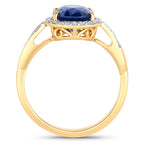 Blue Sapphire Ring With Diamonds 2.82 Carats 18K Yellow Gold