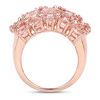 Morganite Ring With Diamonds 5.38 Carats Gold Plated Silver
