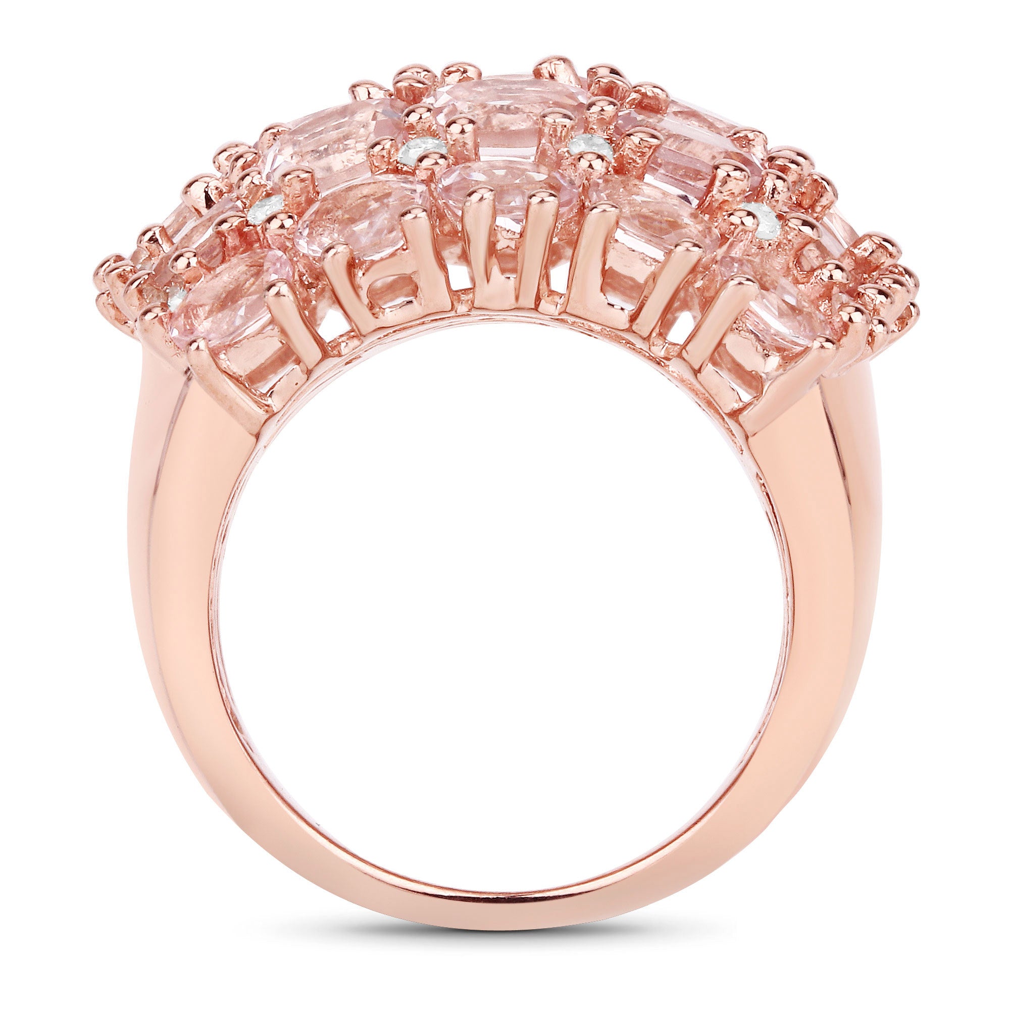 Morganite Ring With Diamonds 5.38 Carats Gold Plated Silver