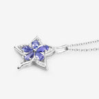 Tanzanite Star Pendant With White Zircon 1.14 Carats Sterling Silver