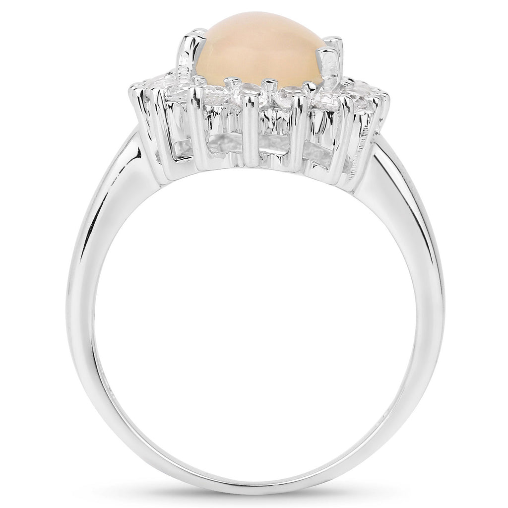 Ethiopian Opal Ring With White Topaz 2.3 Carats Sterling Silver