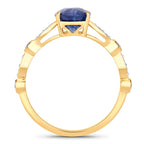 Blue Sapphire Ring With Diamonds 2.42 Carats 18K Yellow Gold