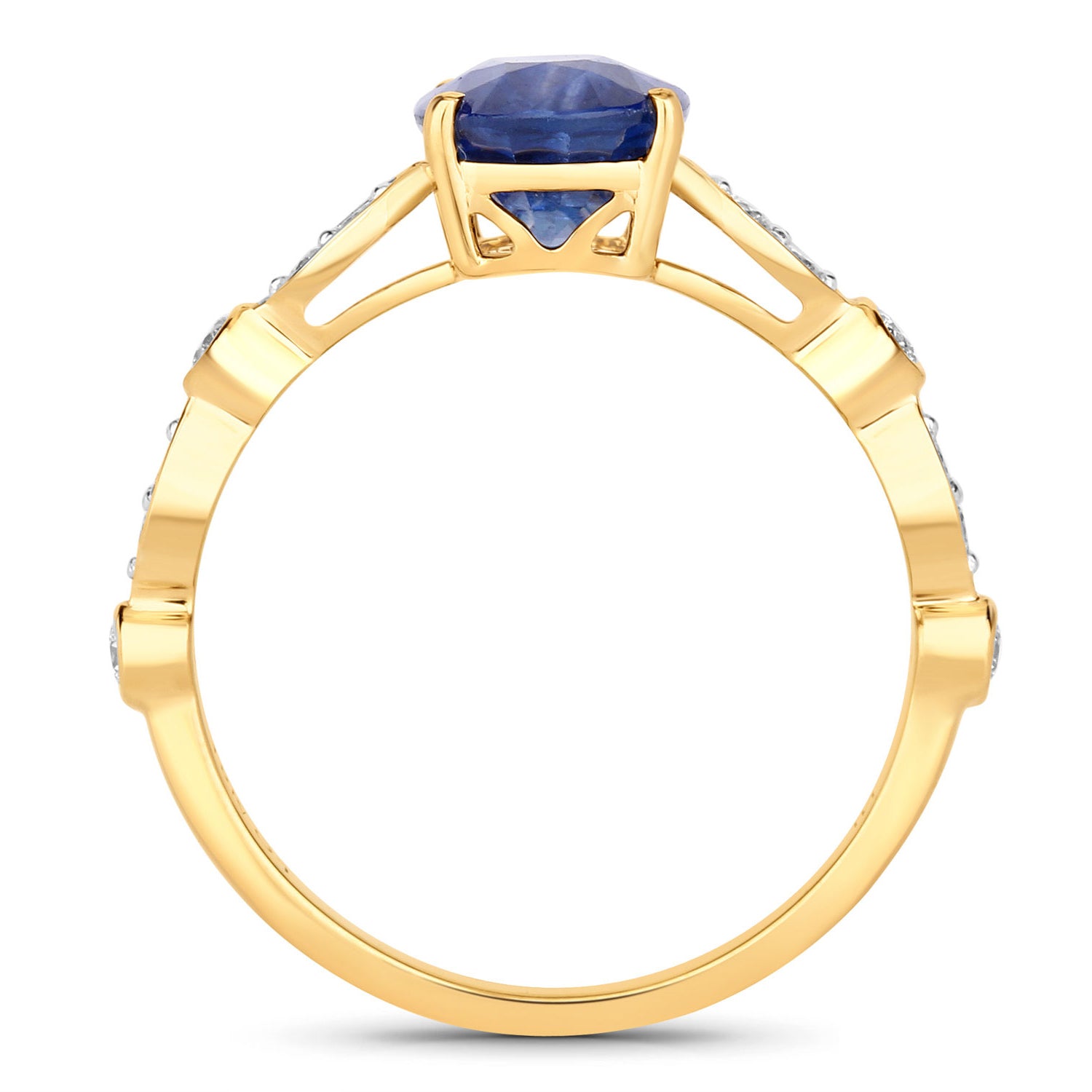 Blue Sapphire Ring With Diamonds 2.42 Carats 18K Yellow Gold