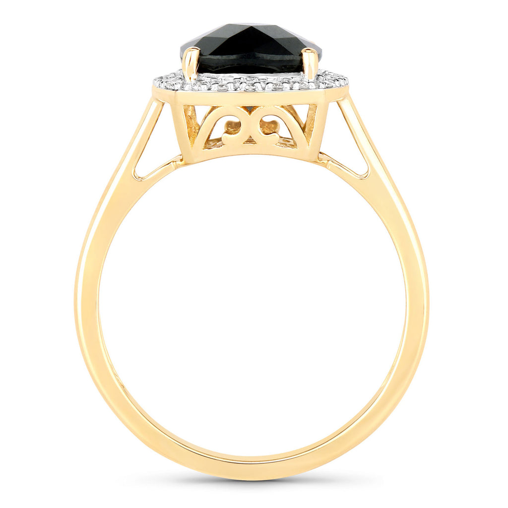 Green Tourmaline Ring With Diamonds 2.6 Carats 14K Yellow Gold